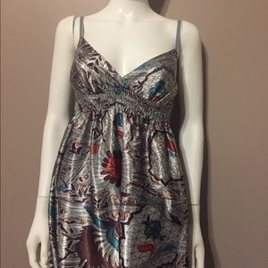 Derek Heart Sundress Size S Silver Print Dress